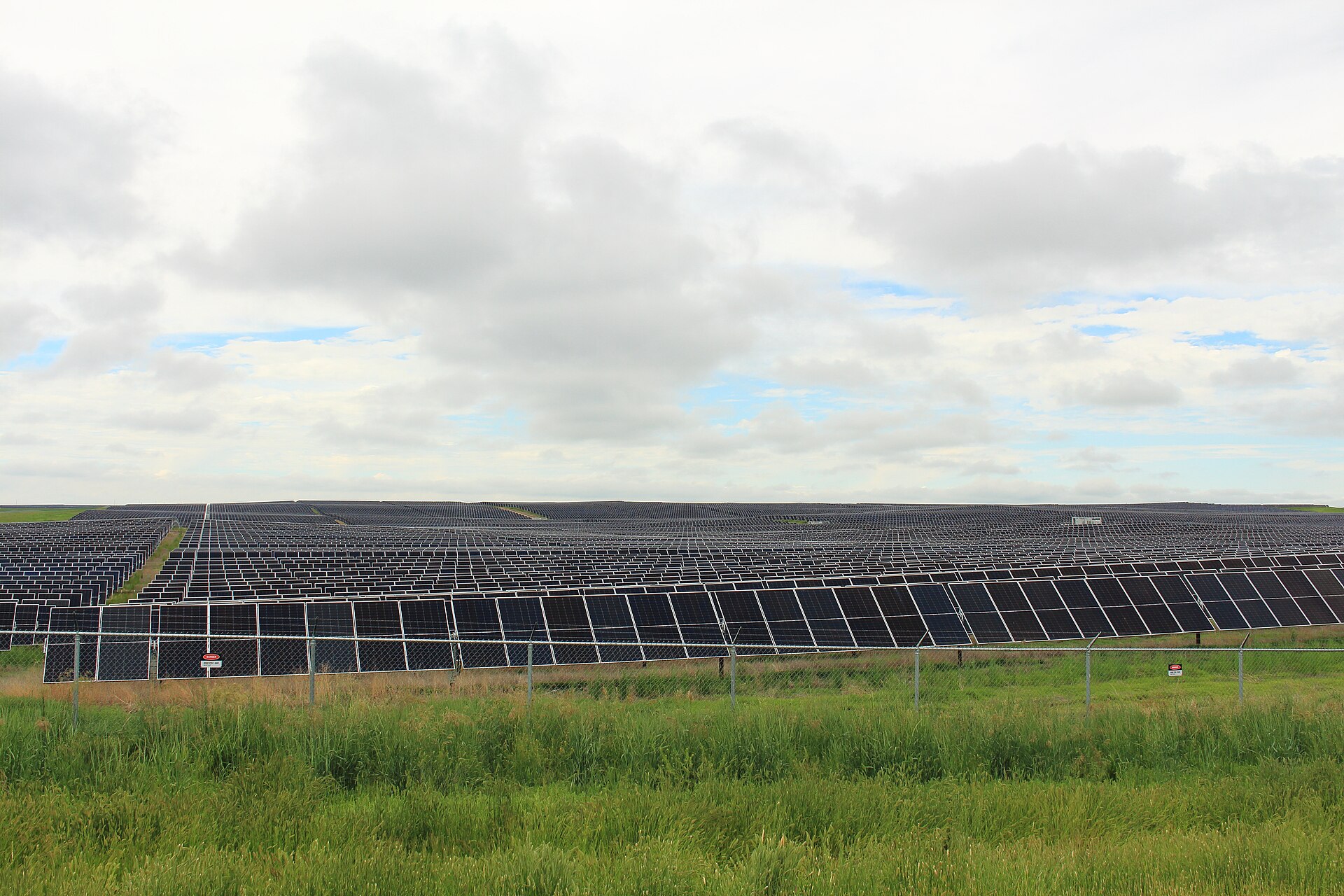 Solar panels at a ground-mounted solar farm
