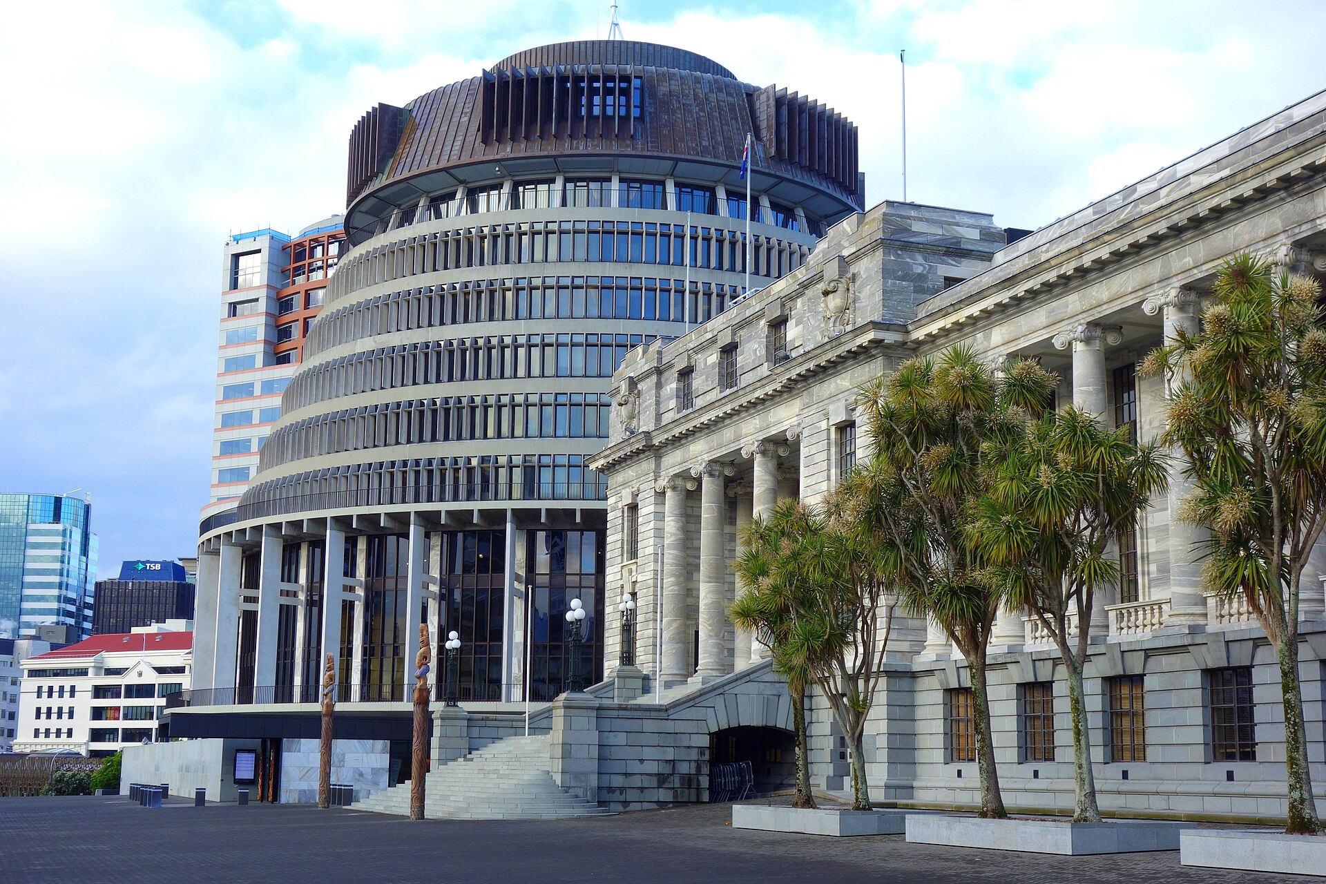 Parliament buildings and Beehive in Wellington