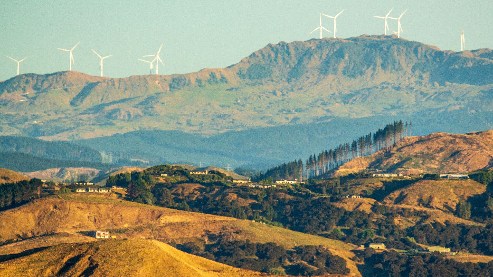 Wind turbines on the Harapaki hills in Hawke’s Bay